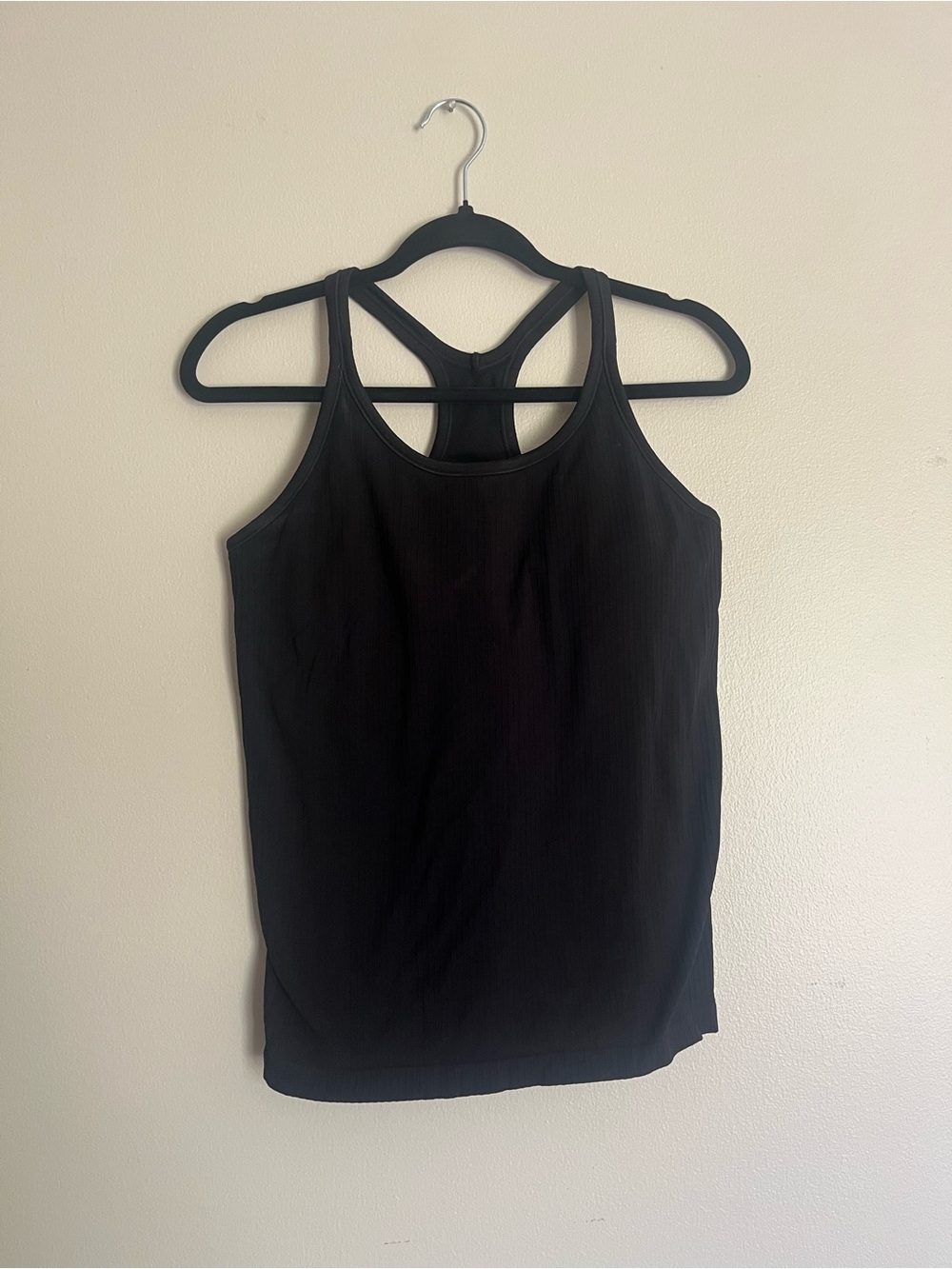 Black Racerback Tank Top size XL built in bra everyday athletic gym